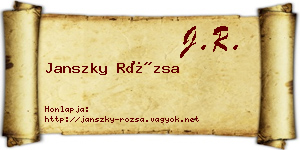 Janszky Rózsa névjegykártya